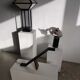 Japanese lamp in black lacquered wood and rice paper H:75cm