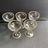 5 Gold Putoisé Champagne Glasses – Legras Pierrefonds 19th Century Service