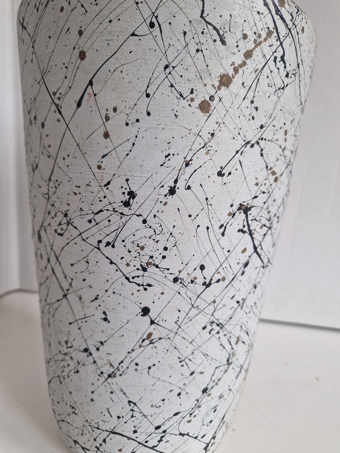 Painted Terracotta Vase with Graphic Pattern