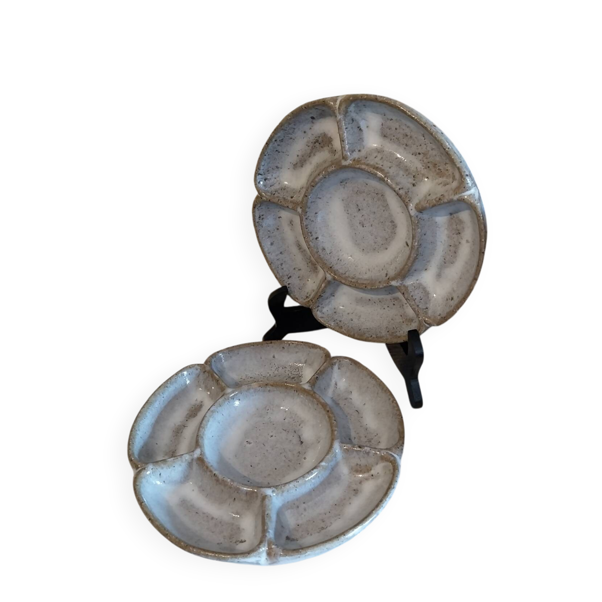 Vintage glazed stoneware appetizer dishes