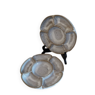 Vintage glazed stoneware appetizer dishes