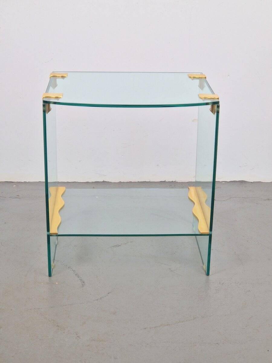 Vintage Regency Brass and Glass Side Table, 1970s