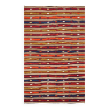 Turkish Red & Blue Striped Kilim Rug, 151x244Cm