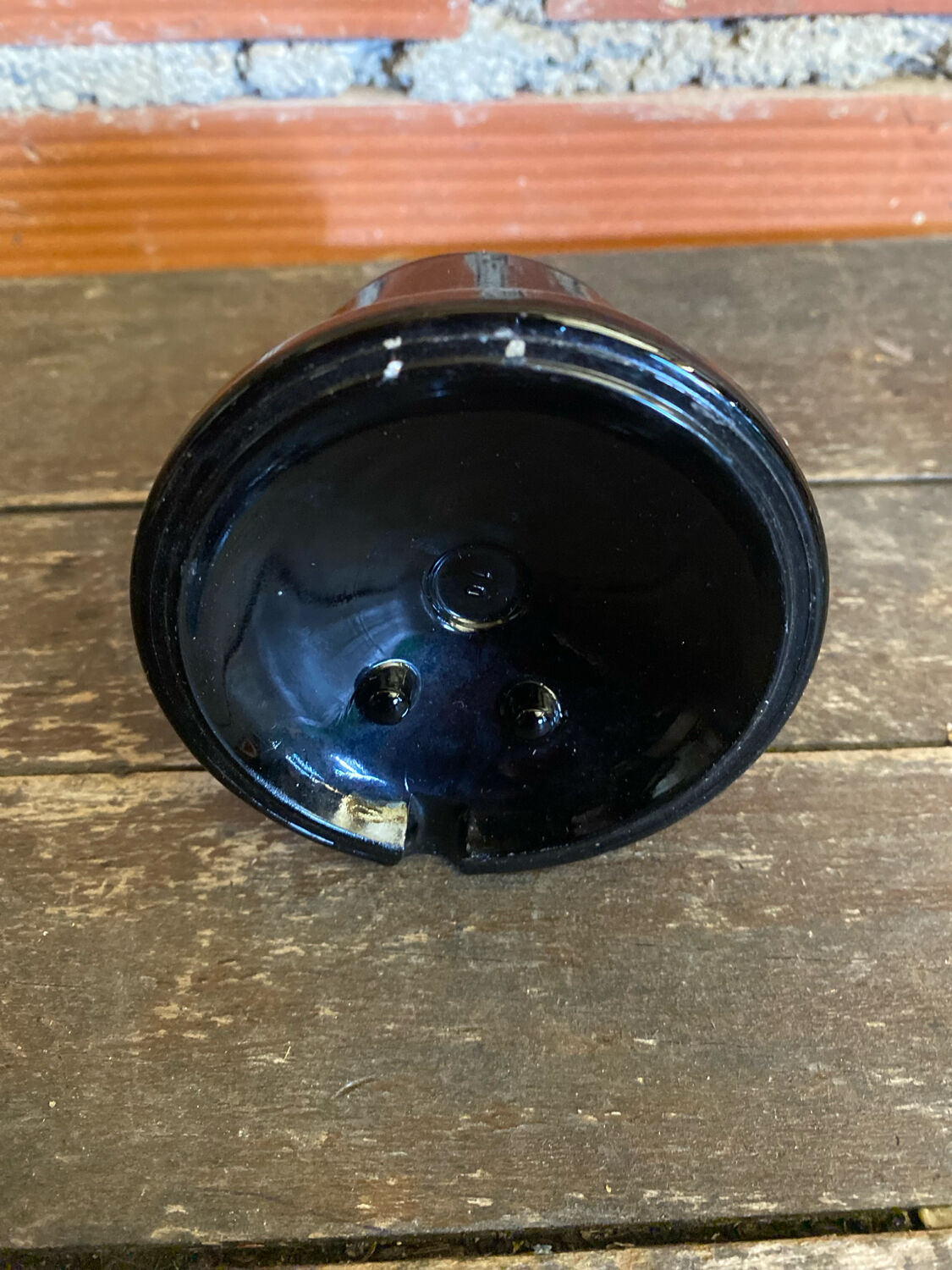 Vintage 1970s Black Opaline Space Age Candle Holder