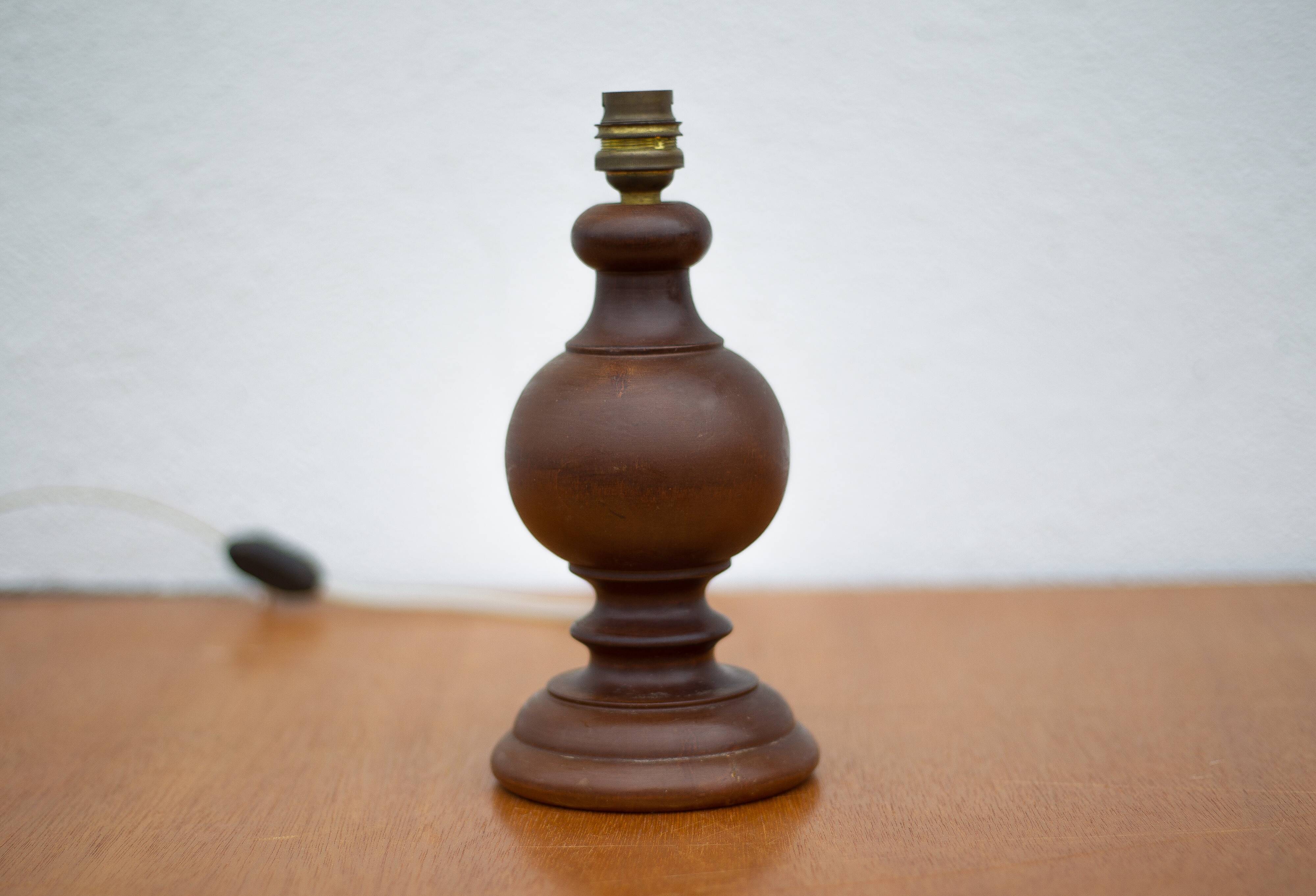 lampe bois, pied de lampe bois vintage