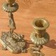 Bougeoirs en bronze, héron , Art déco orientaliste
