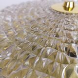 Midcentury crystal and brass ceiling lamp by Orrefors, Carl Fagerlund, 1970s, Sweden.