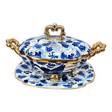 Vintage bonbonniere H. Bequet blue birds hand-painted