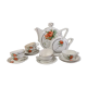Old earthenware tea coffee set, HBCM Daisy -Teapot, 7 cups/sub-cups, sugar bowl