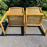 Pair of vintage armchairs wood and Scandinavian cannage