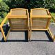Paire de fauteuils vintage bois et cannage scandinave