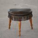 Danish oak tripod stool from the early 20th century with leather fringe, 1930s.