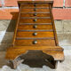 Semainier Ancien Meuble Bois 7 Tiroirs Marqueterie Poignées Métal Vint