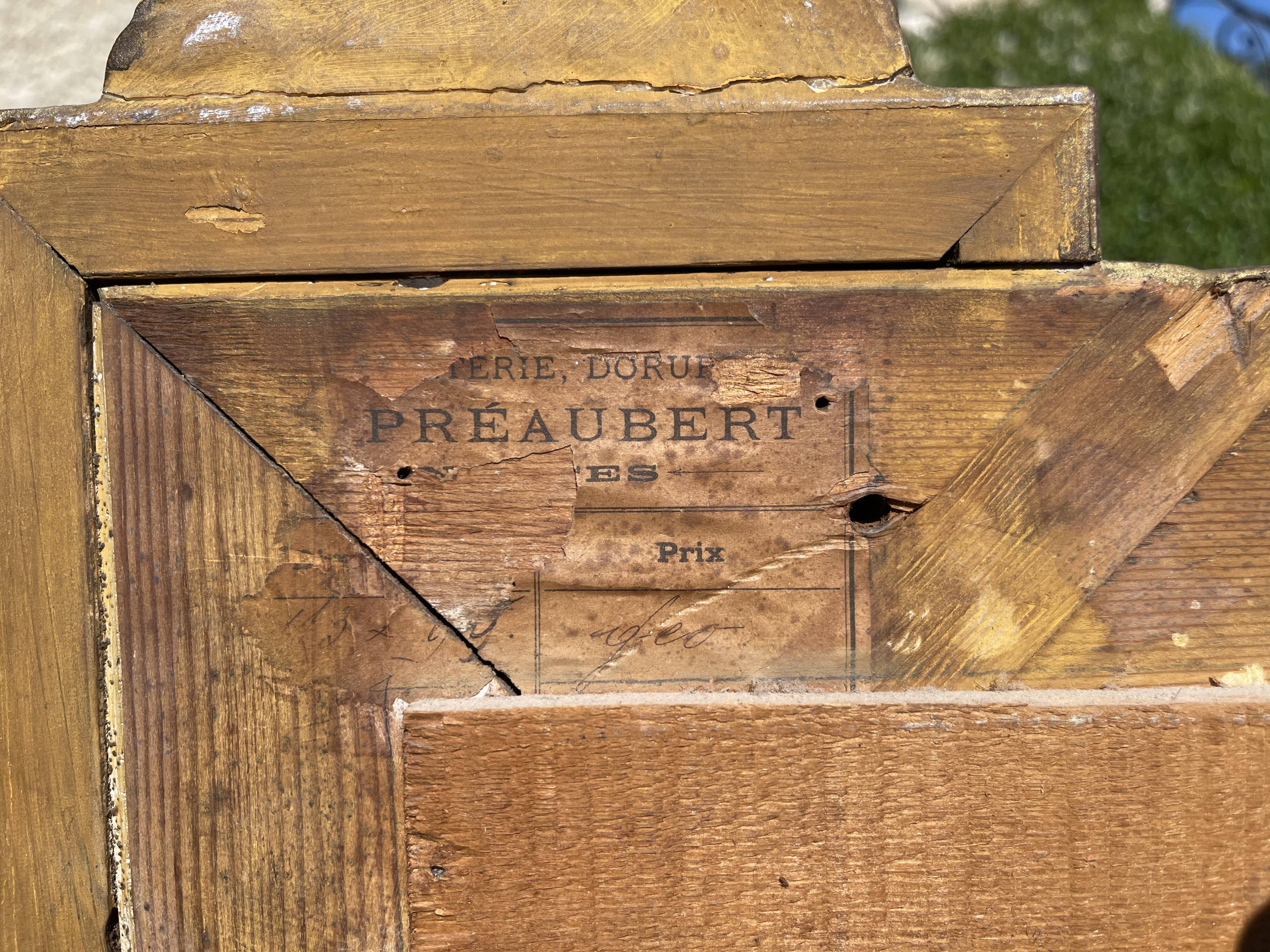 Gilded plaster mirror Louis XVl style