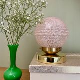 Lampe à poser globe vintage en verre de Clichy rose