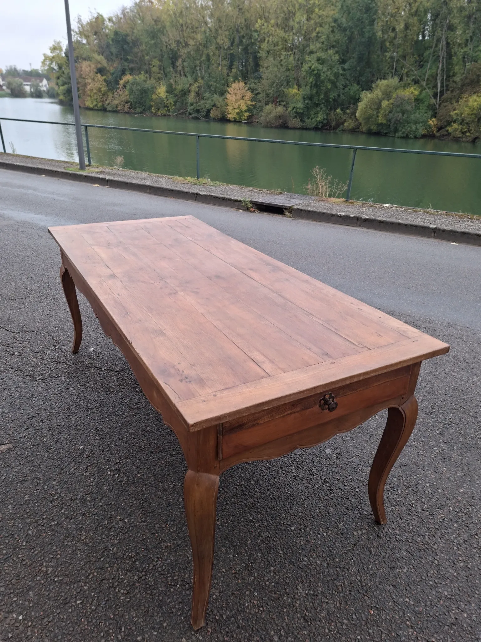 Rustic Louis XV farmhouse table in cherry wood, 1900s.