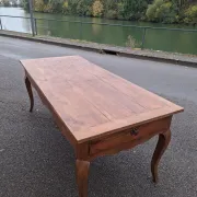 Rustic Louis XV farmhouse table in cherry wood, 1900s.