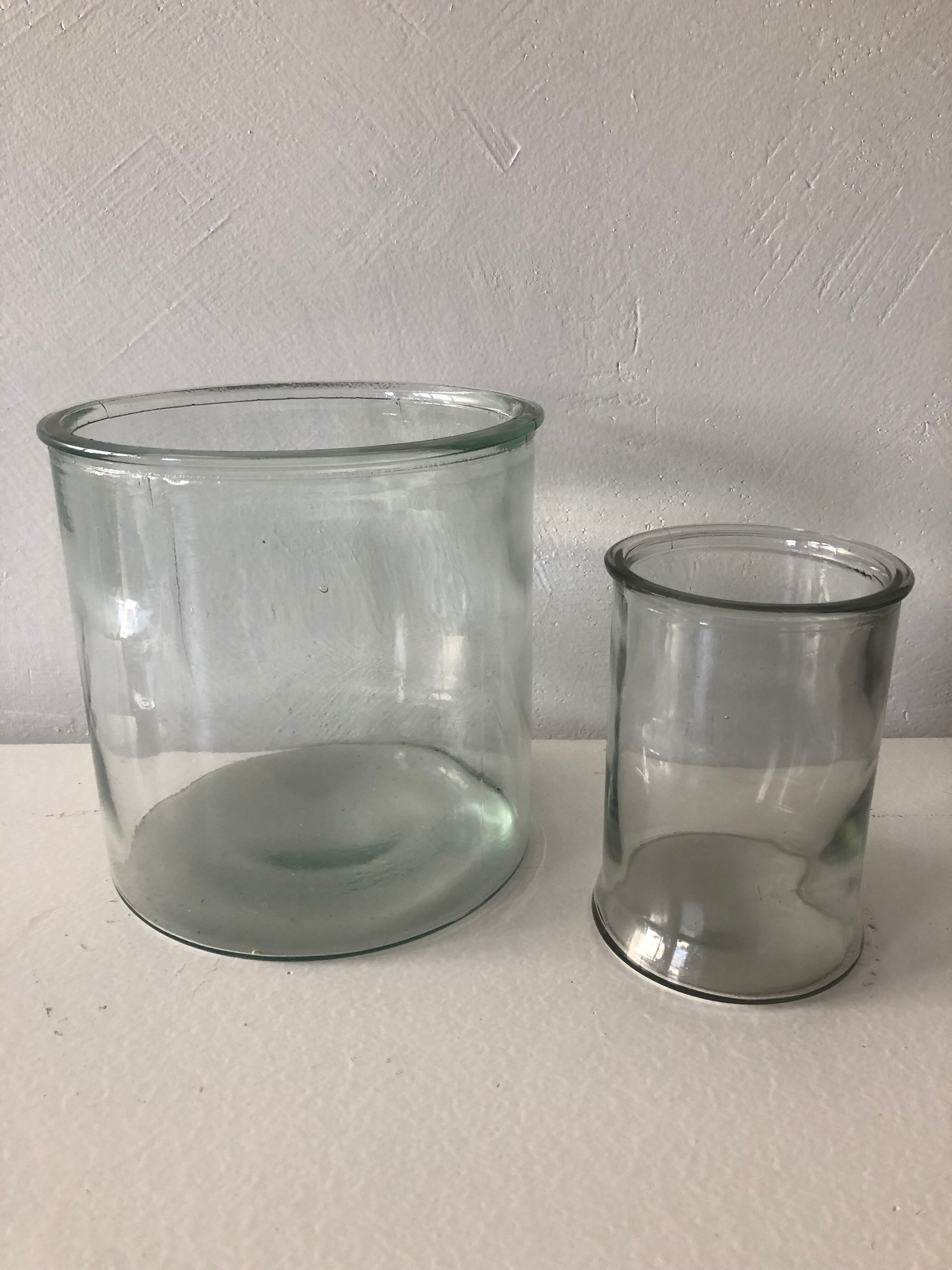 Duo of glass jars old vintage