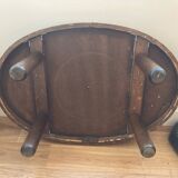 Vintage ceramic and wood oval coffee table