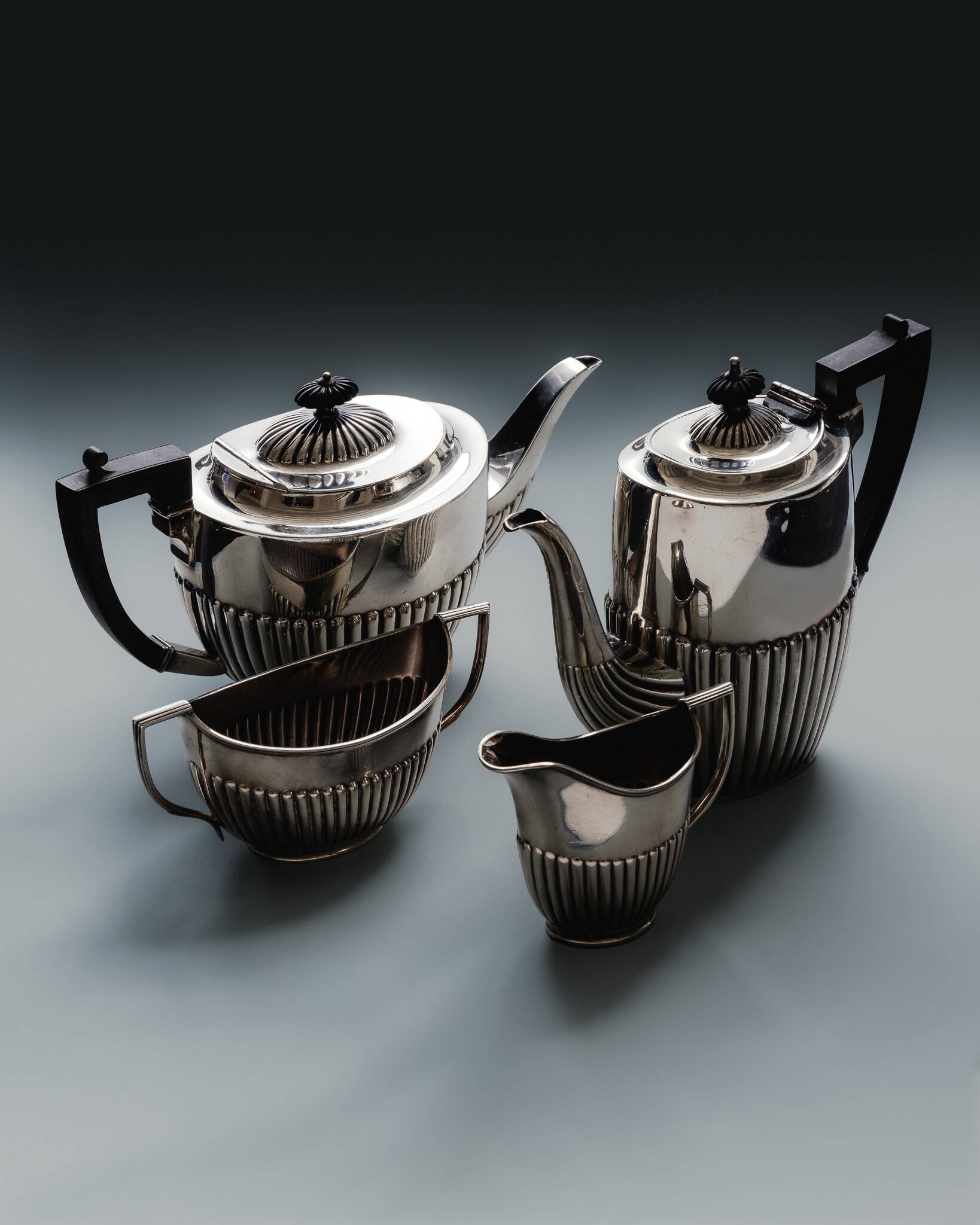 SHEFFIELD SILVER-PLATED TEA AND COFFEE SET, 1950s