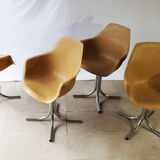 Set of 4 plastic dining armchairs 1960s