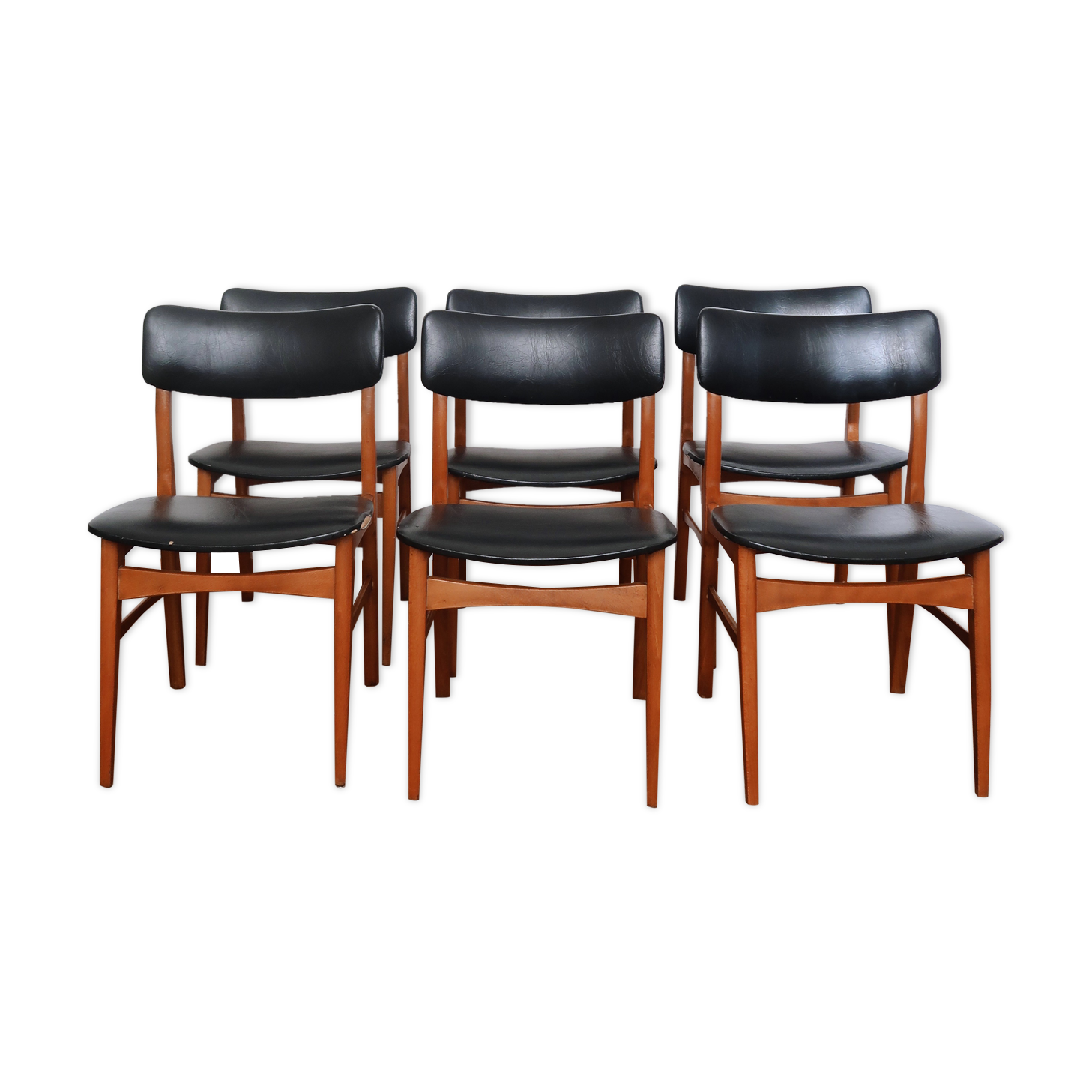 Lot de 6 chaises scandinaves skaï noir