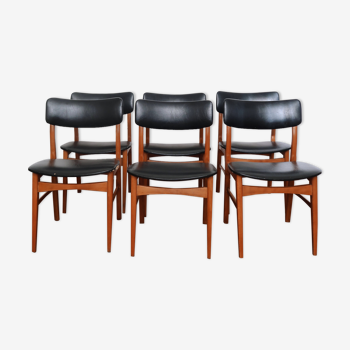 Set of 6 Scandinavian chairs skaï black