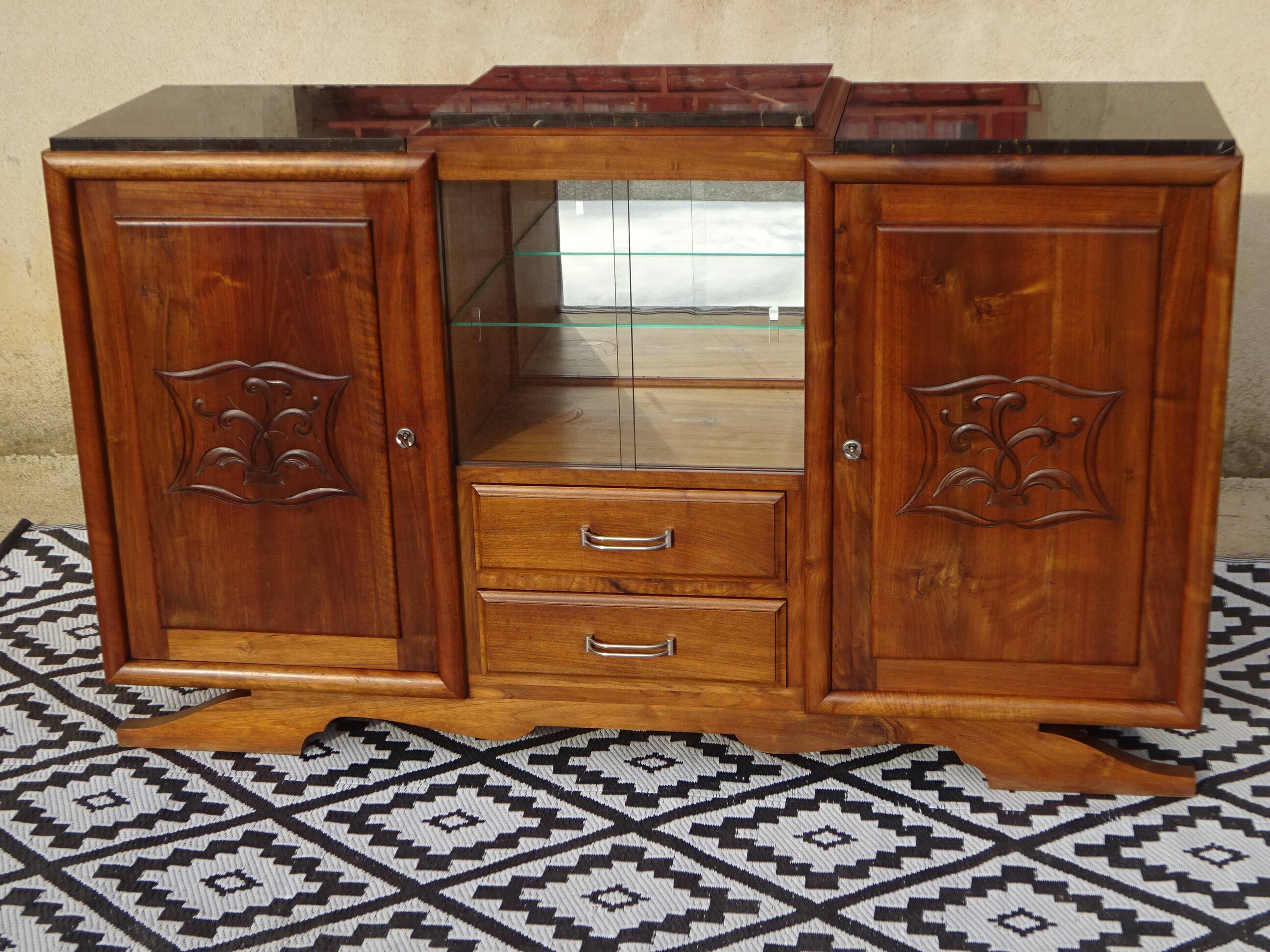 Walnut sideboard with moustache legs