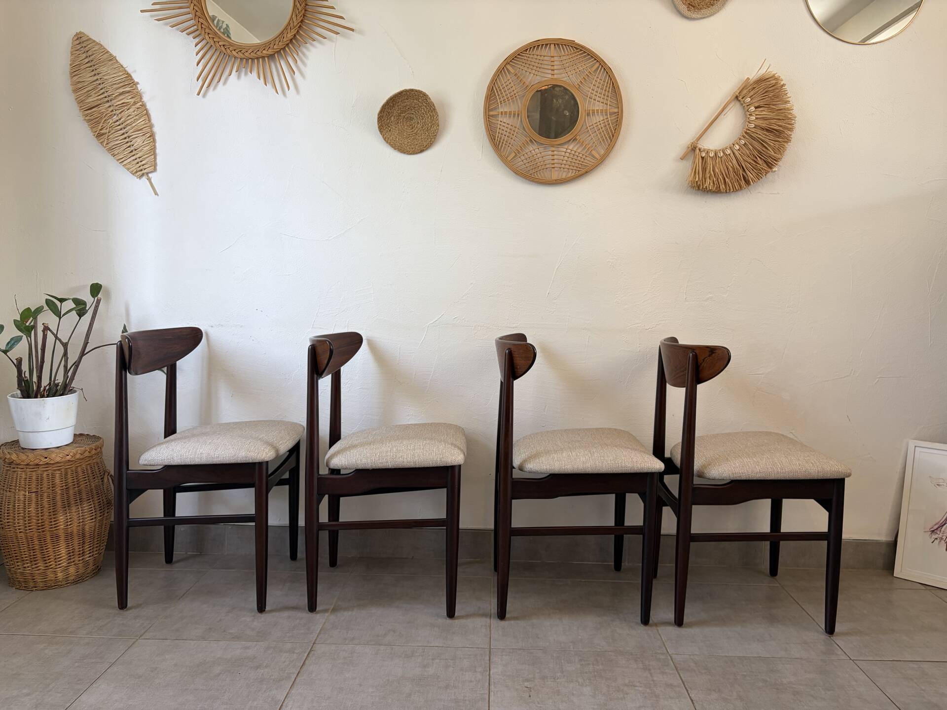 6 vintage Scandinavian teak chairs by Dyrlund