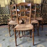 6 light beech mulched chairs