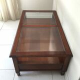Coffee table with cherry drawers and beveled glass