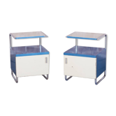 Paire de tables de chevet Bauhaus tchèques en chrome et bois laqué, années 1930