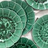 6 earthenware dessert plates in slip with vine leaves Sarreguemines