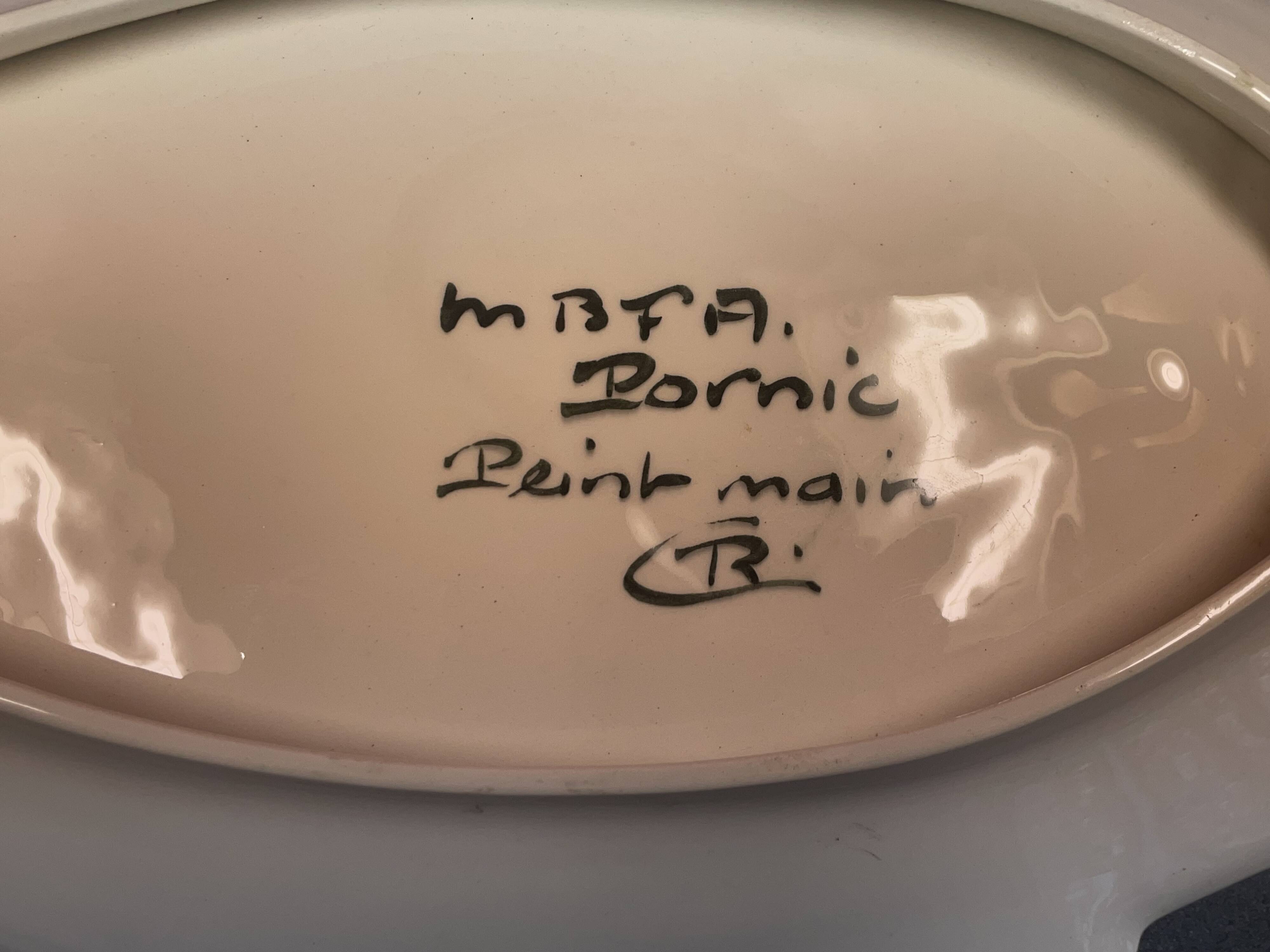 Large fish dish Faience de Pornic MBFA
