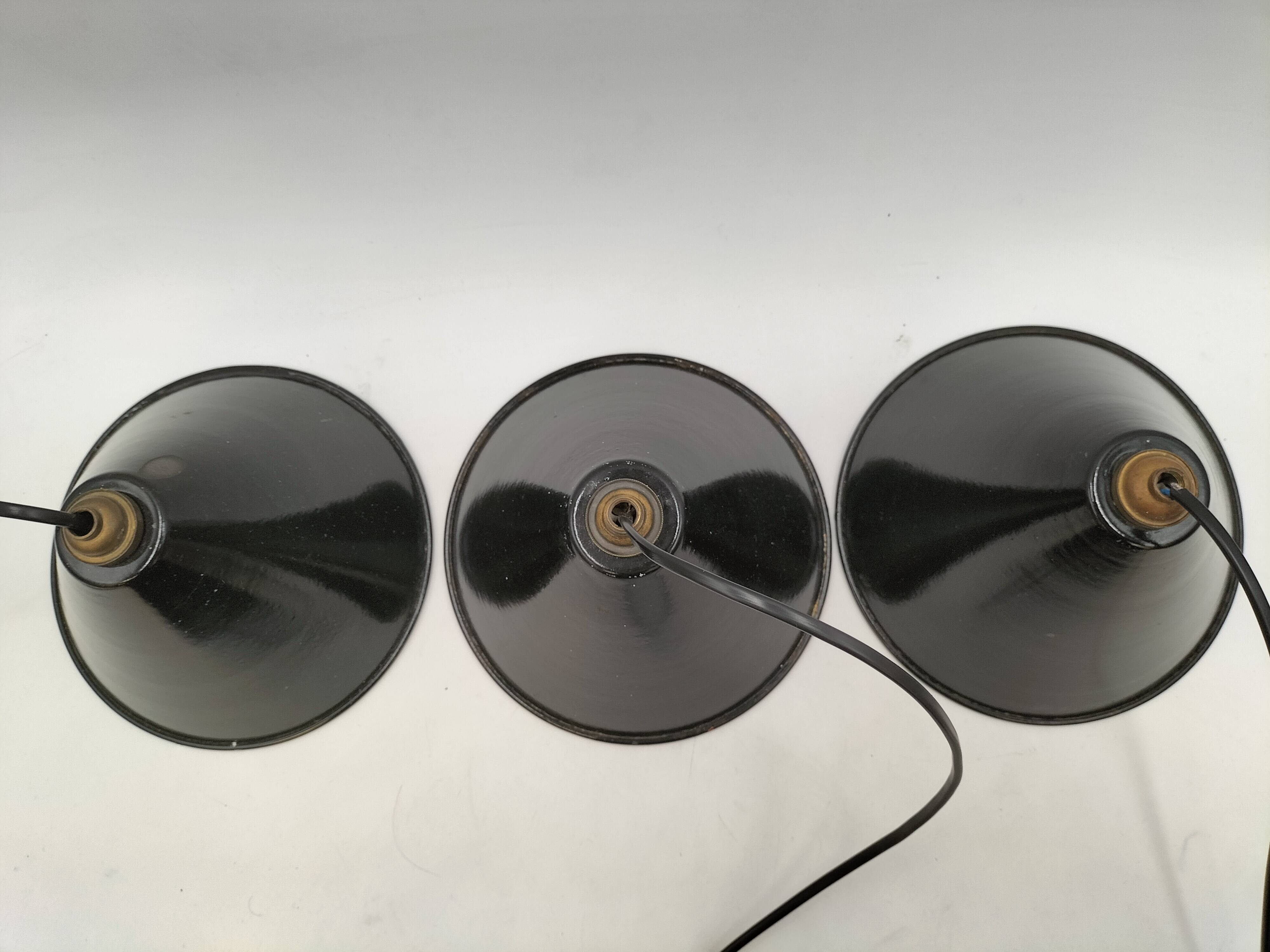 Enameled sheet metal pendant lights