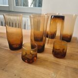 Amber orangeade set - 1 pitcher - 6 glasses - 2 small glasses