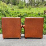 Set of Italian leather Poltrona Frau chairs, 1970s.