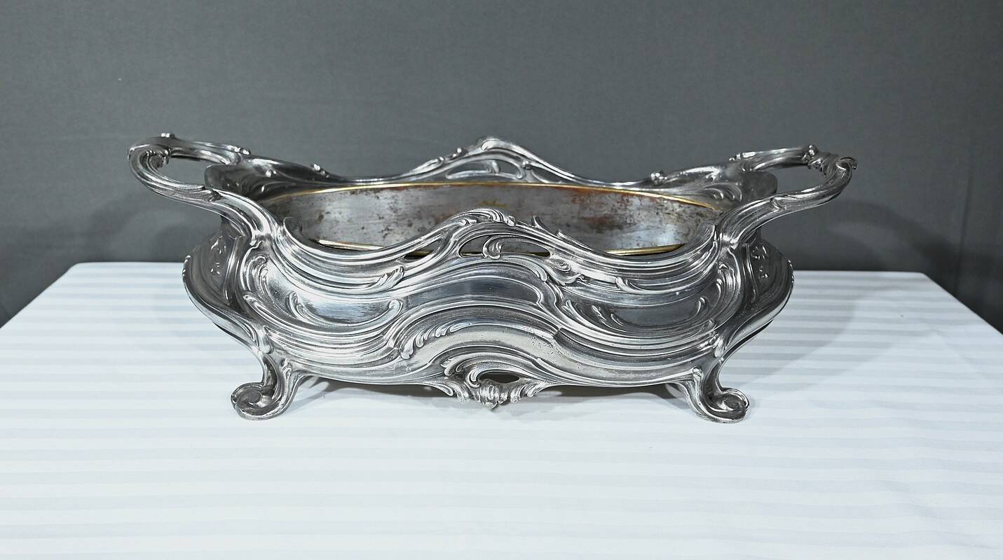 Silvered Bronze Planter, Victor Saglier, Art Nouveau – Late 19th Century