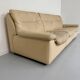 Old 3-seater beige leather sofa designed by Carl Larsson De Sede, vintage 80s