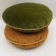 Pair of vintage round velvet cushions