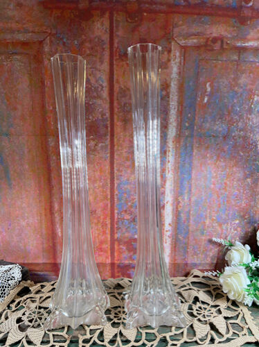 Pair of large glass soliflore vase