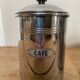 Set of two chrome-plated copper coffee/sugar jars stamped