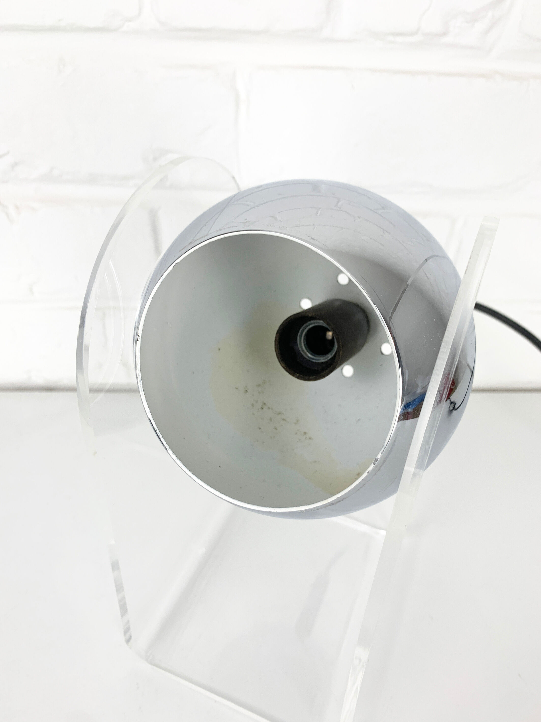 Table lamp space age sphere chrome plexiglass, 1960/1670