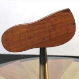 Cheese platter wood marquetry straw 70s