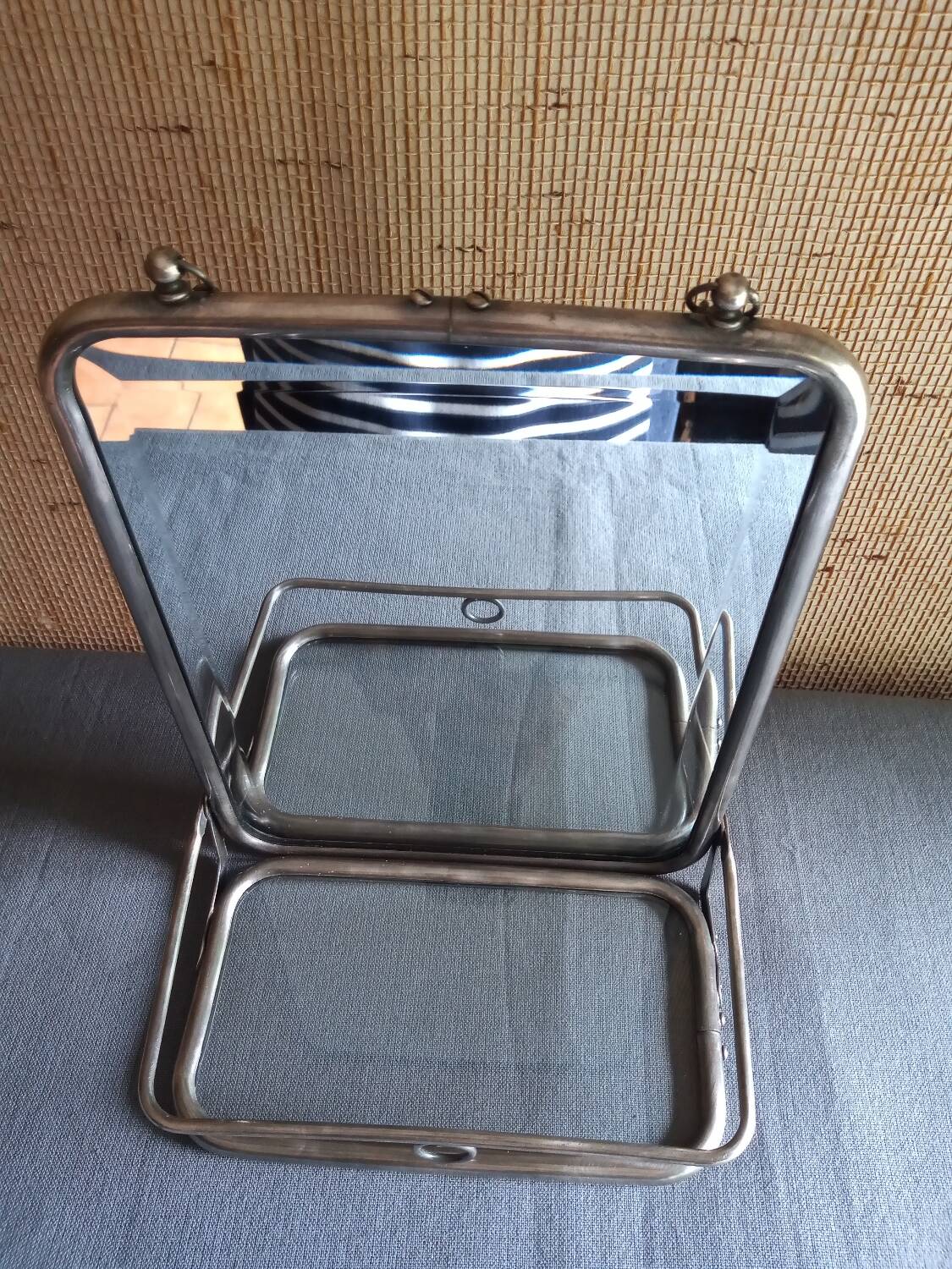 Barber mirror with shelf