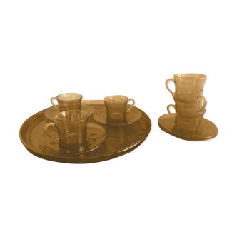 Duralex vintage amber coffee service