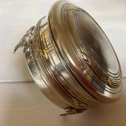 Antique silver-plated tripod box in the Louis XVI style.