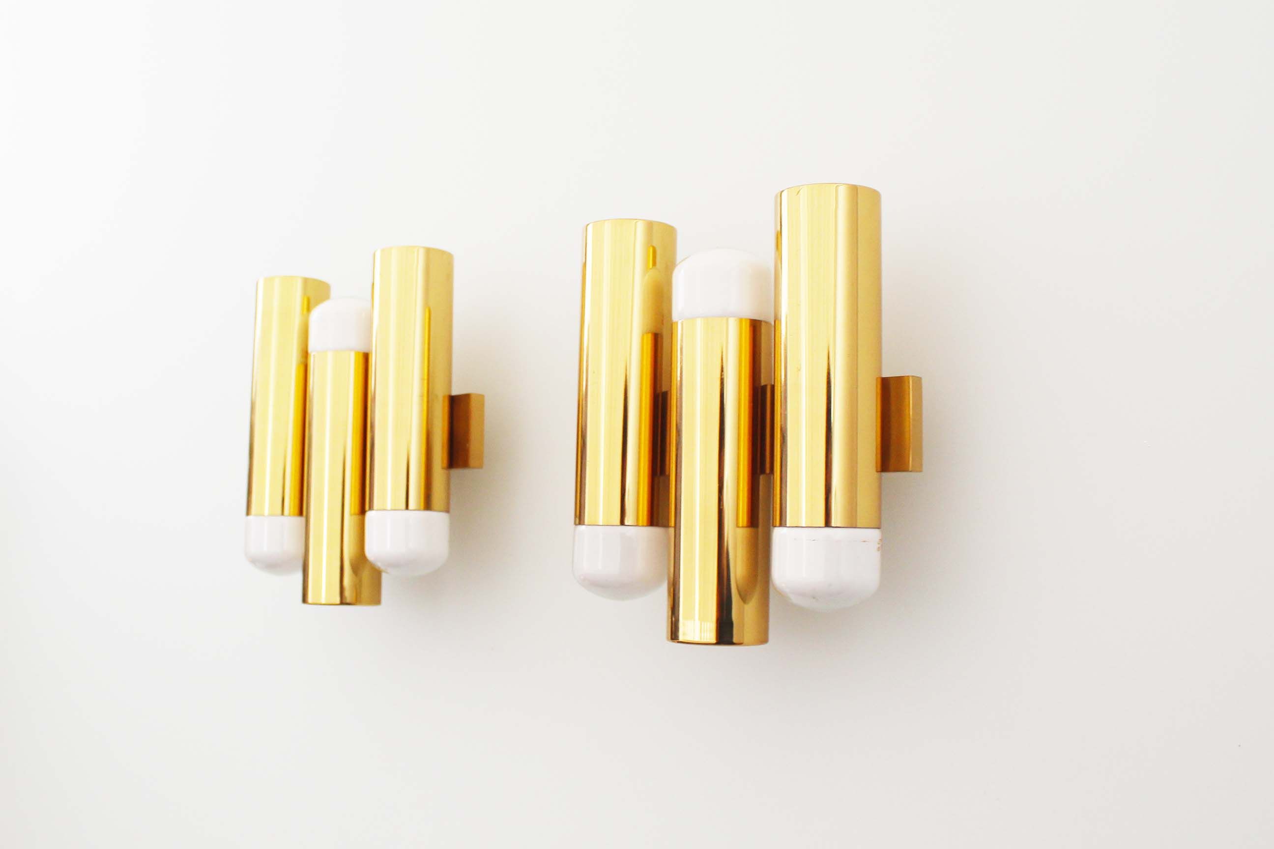 Set of 2 Brass Tubular Sconces Sciolari by SA Boulanger