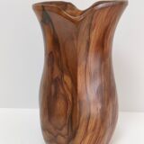 Sculptural pitcher olive wood design 60s