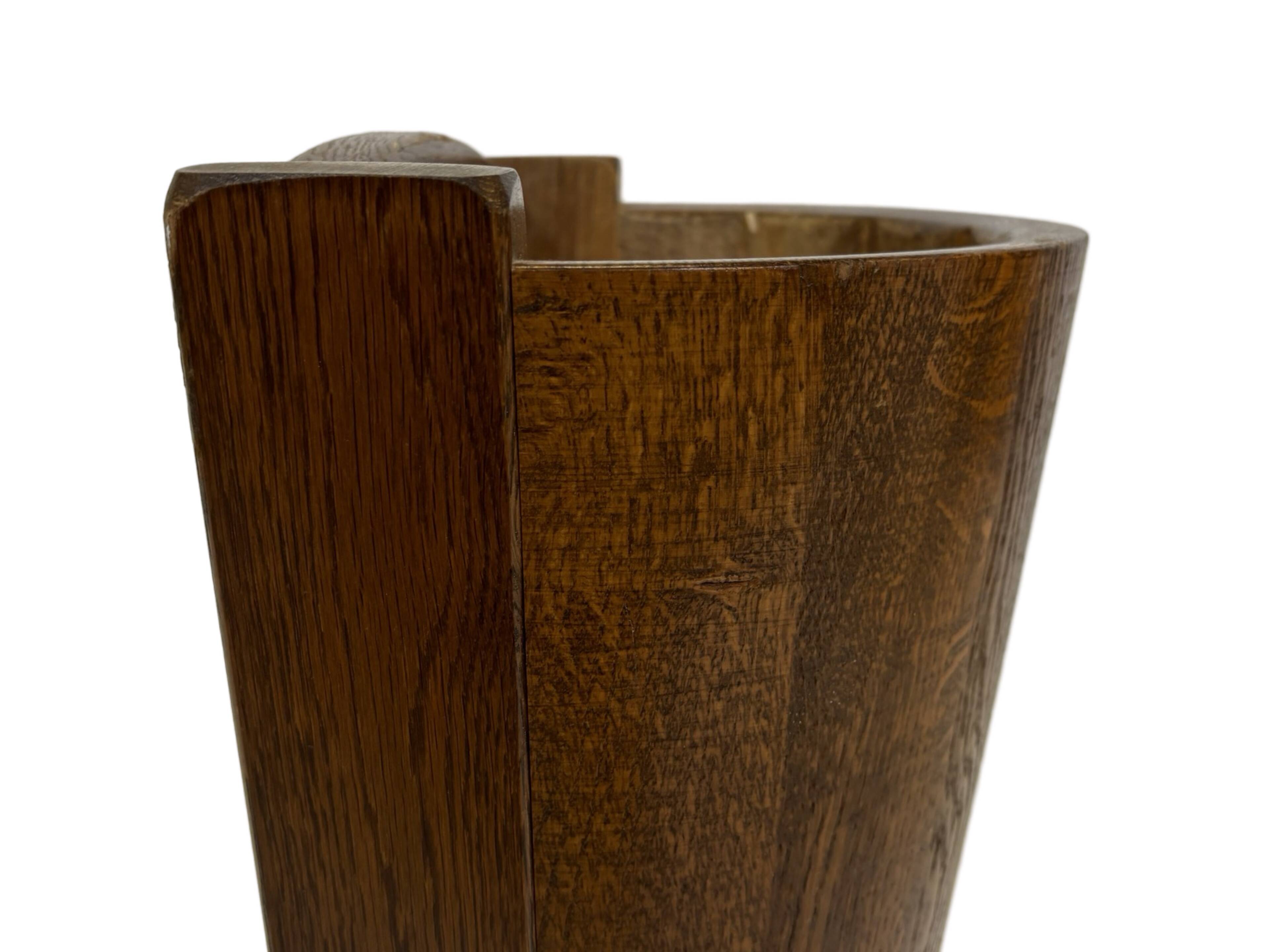 Vintage dark oak umbrella stand basket storage design 60s minimalist design